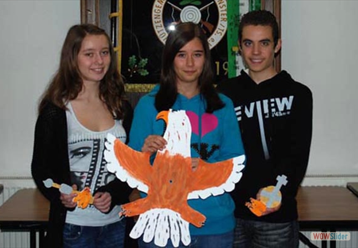 Die Jugend Regentschaft 2011<br>Laura Bösner 2.Ritterin, Marisa Polzer 
Königin und Lukas Polzer 1.Ritter.